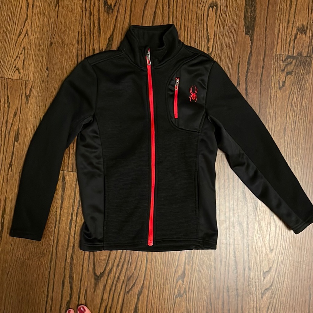 Kids Spyder Full Zip Black and Res